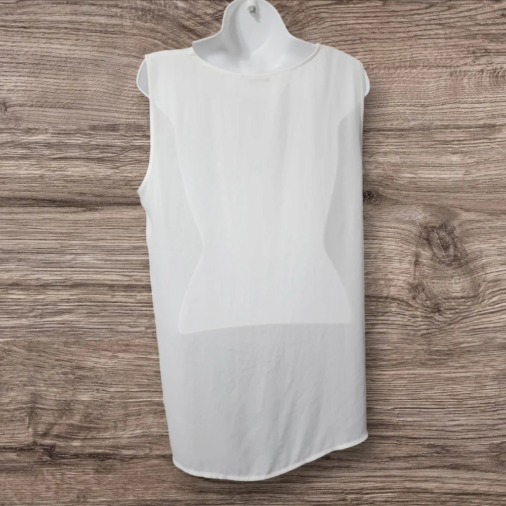 Calvin Klein Black, White, and Snakeskin Color Block V-neck Sleeveless Top